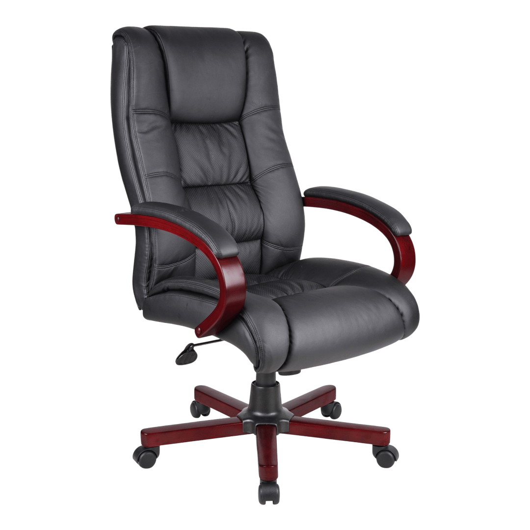 Boss High Back Executive Wood Finished Chair, Mahogany