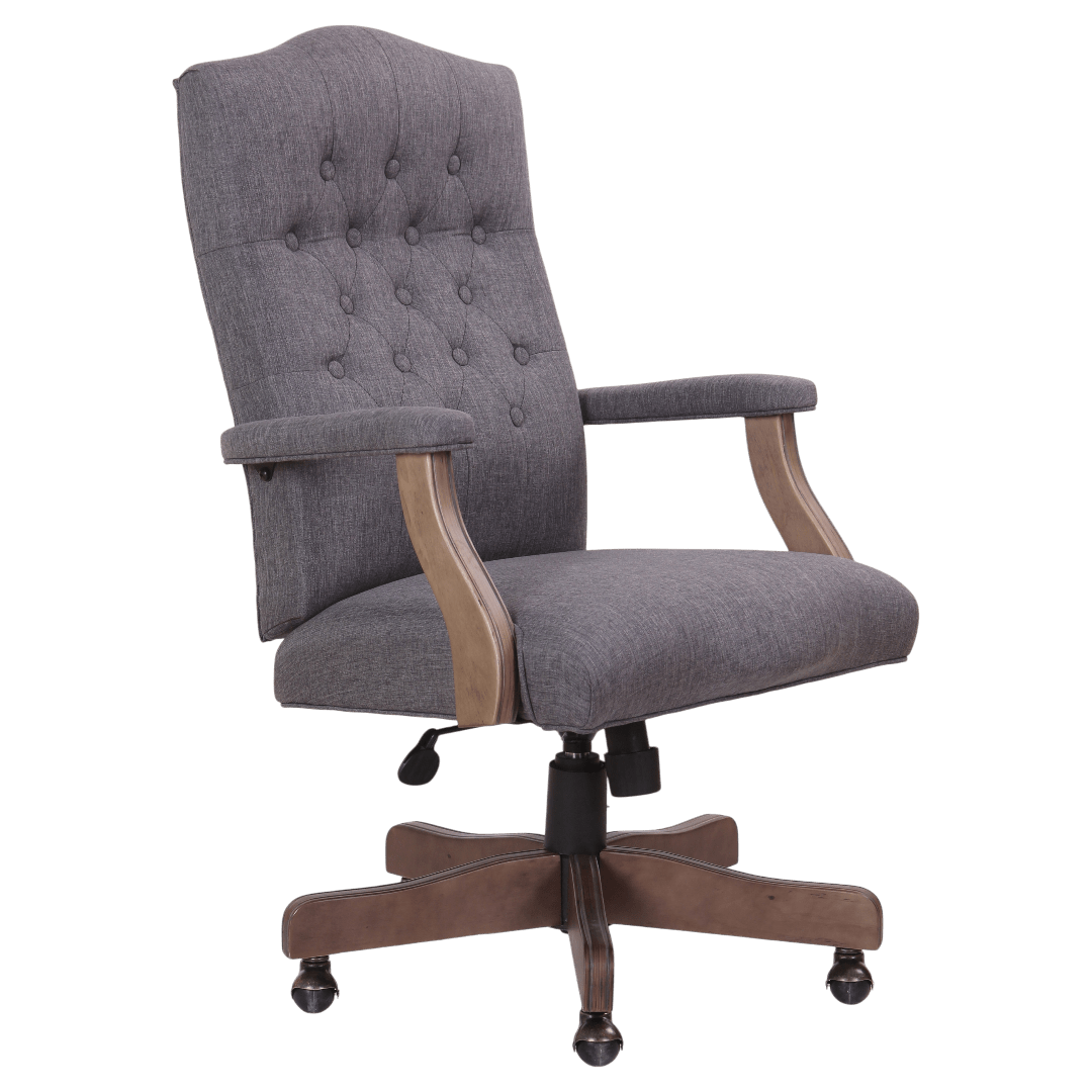 BOSS Executive Slate Grey Commercial Grade Linen Chair With Driftwood Finish Frame