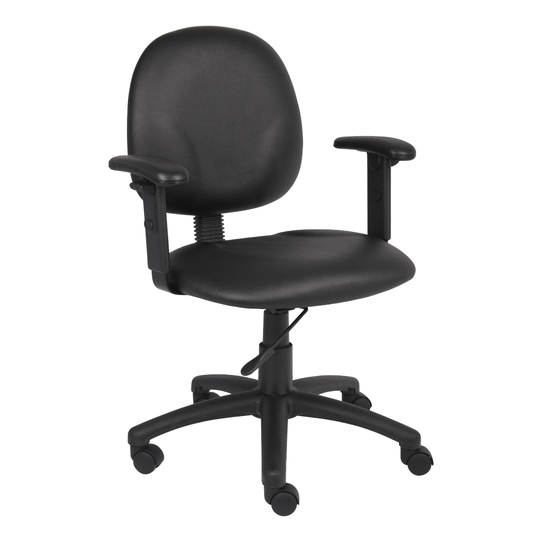 Boss Diamond Task Chair In Black Antimicrobial Vinyl W/ Adjustable Arms