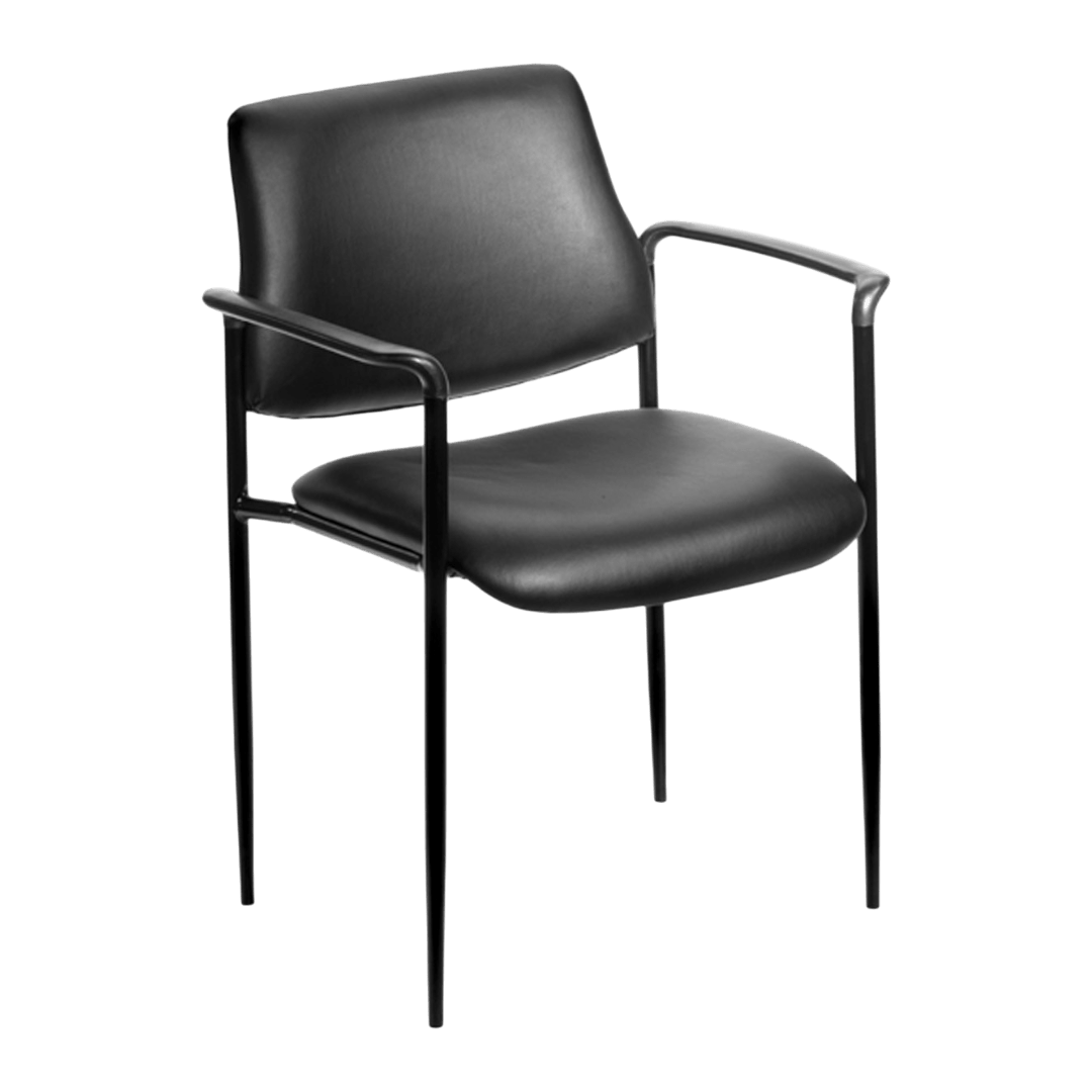 Boss Square Back  Diamond Stacking Chair W/Arm In Black Caressoft
