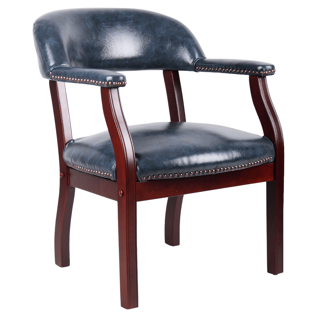 Boss Captain's guest, accent or dining chair in Blue Vinyl