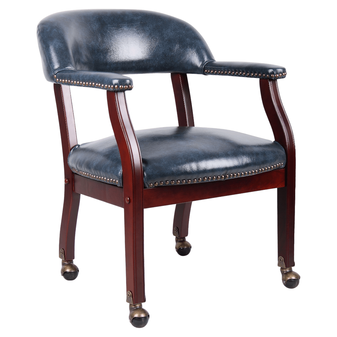 Boss Captain's guest, accent or dining chair in Blue Vinyl W/ Casters