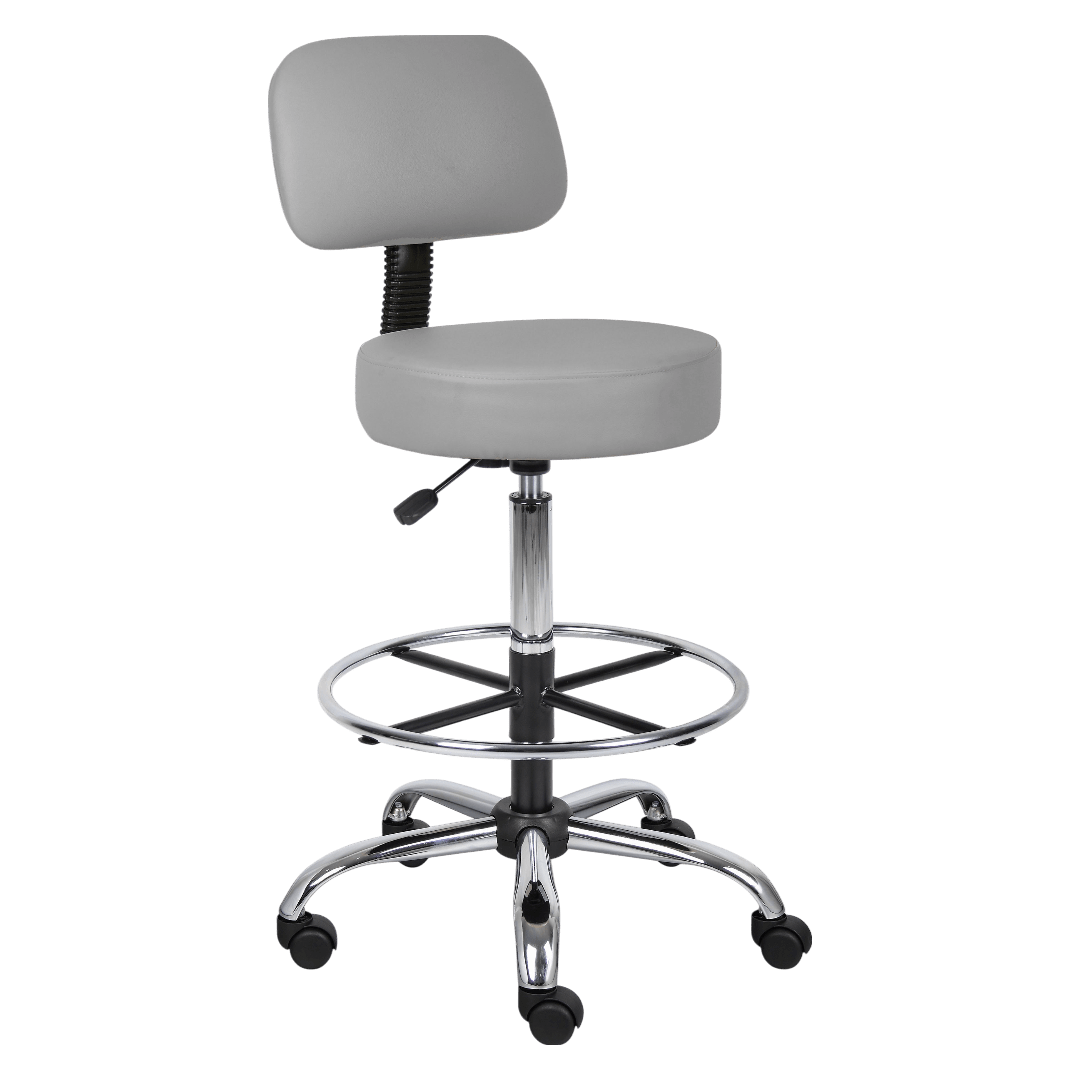 Boss Antimicrobial Vinyl Medical/Drafting Stool W/ Back Cushion