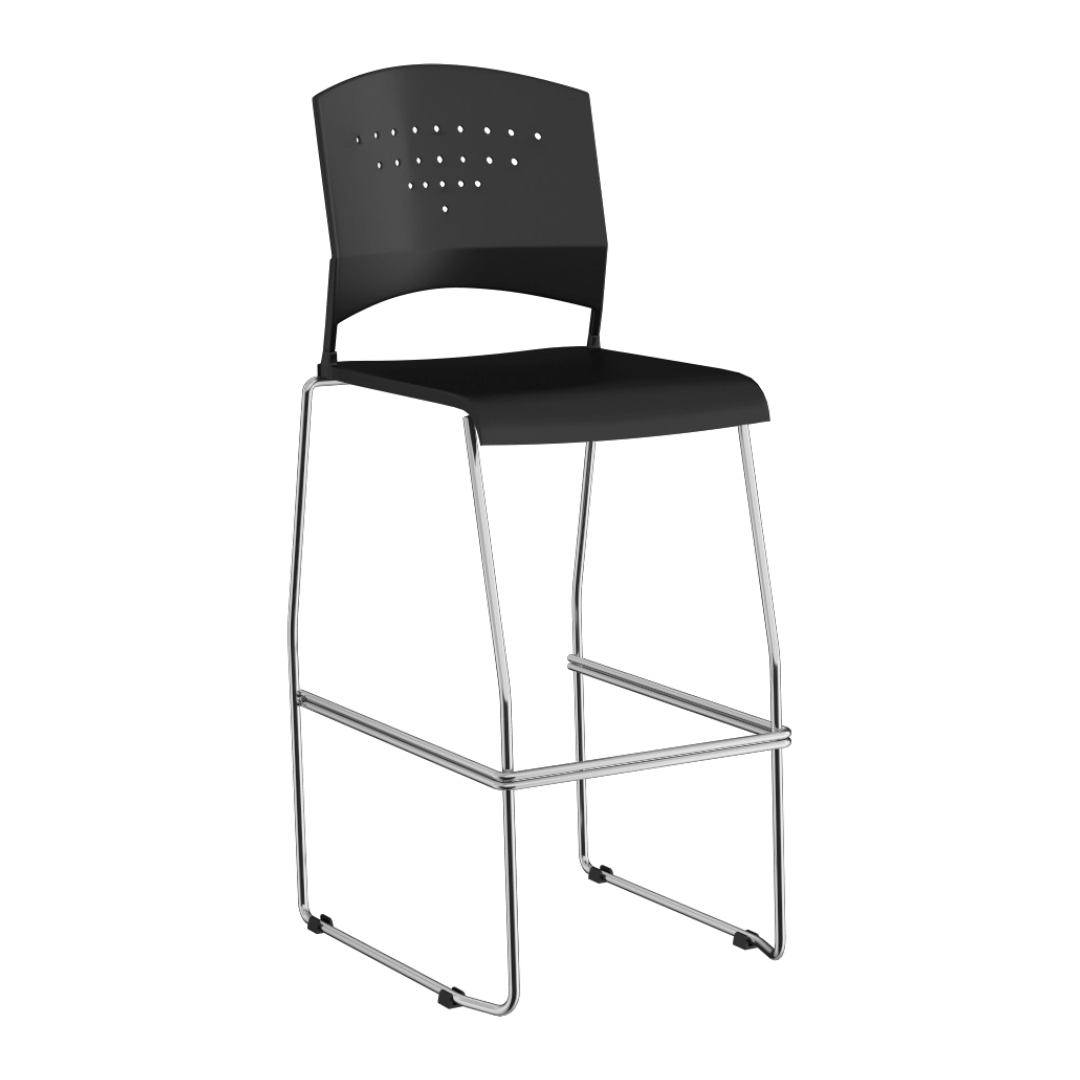 Boss Black Stool With Chrome Frame
