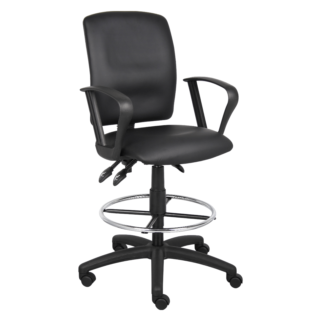 Boss Multi-Function LeatherPlus Drafting Stool W/ Loop Arms