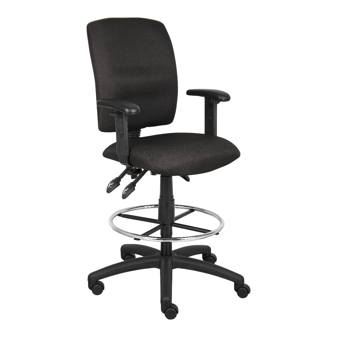 Boss Multi-Function LeatherPlus Drafting Stool W/ Adjustable Arms