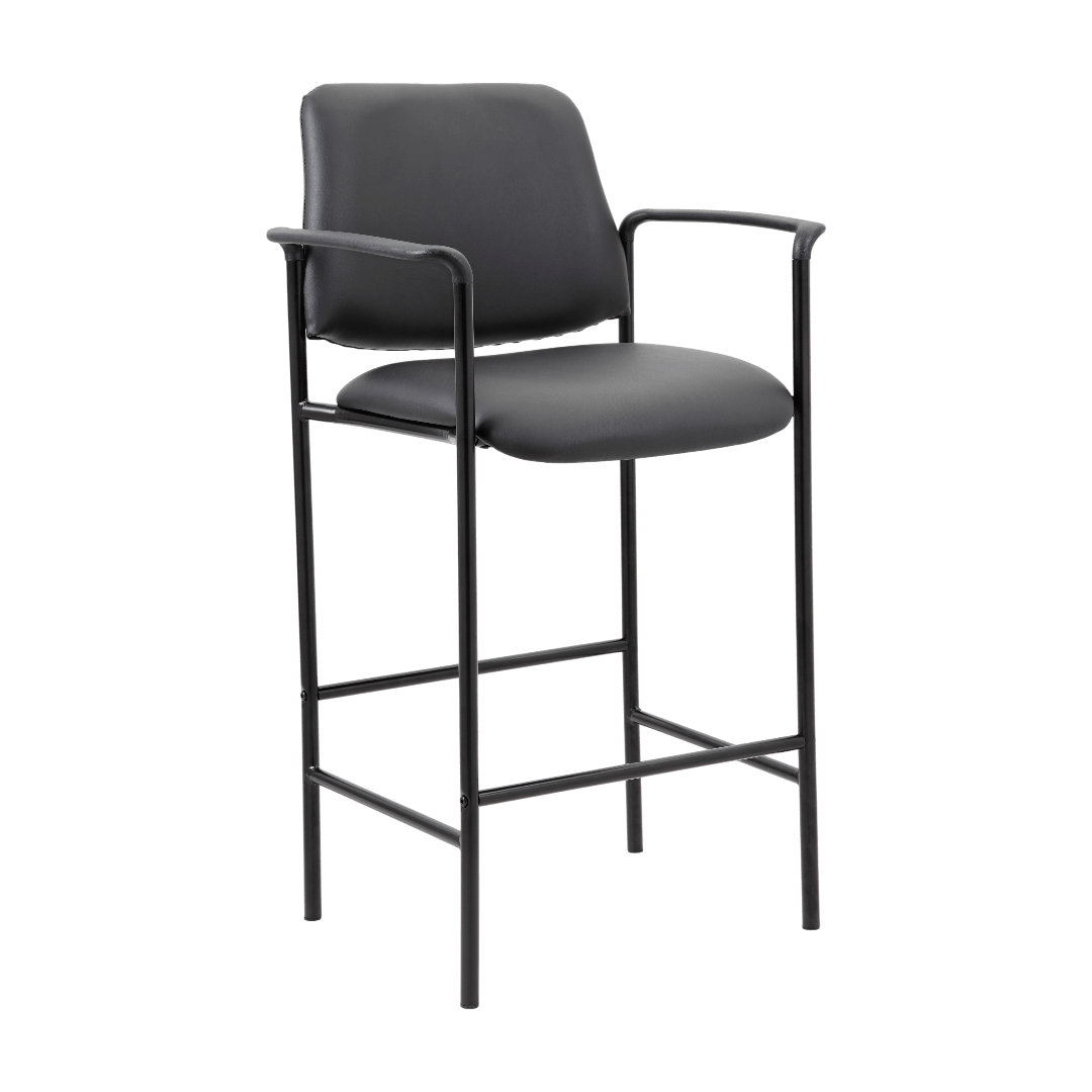 Boss Square Back Diamond Stool W/Arm In Black Caressoft
