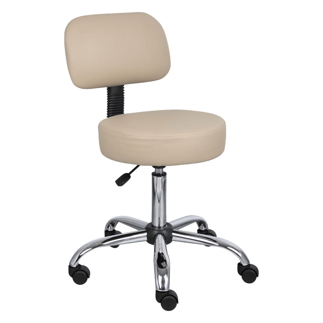 Boss Beige Caressoft Medical Stool W/ Back Cushion