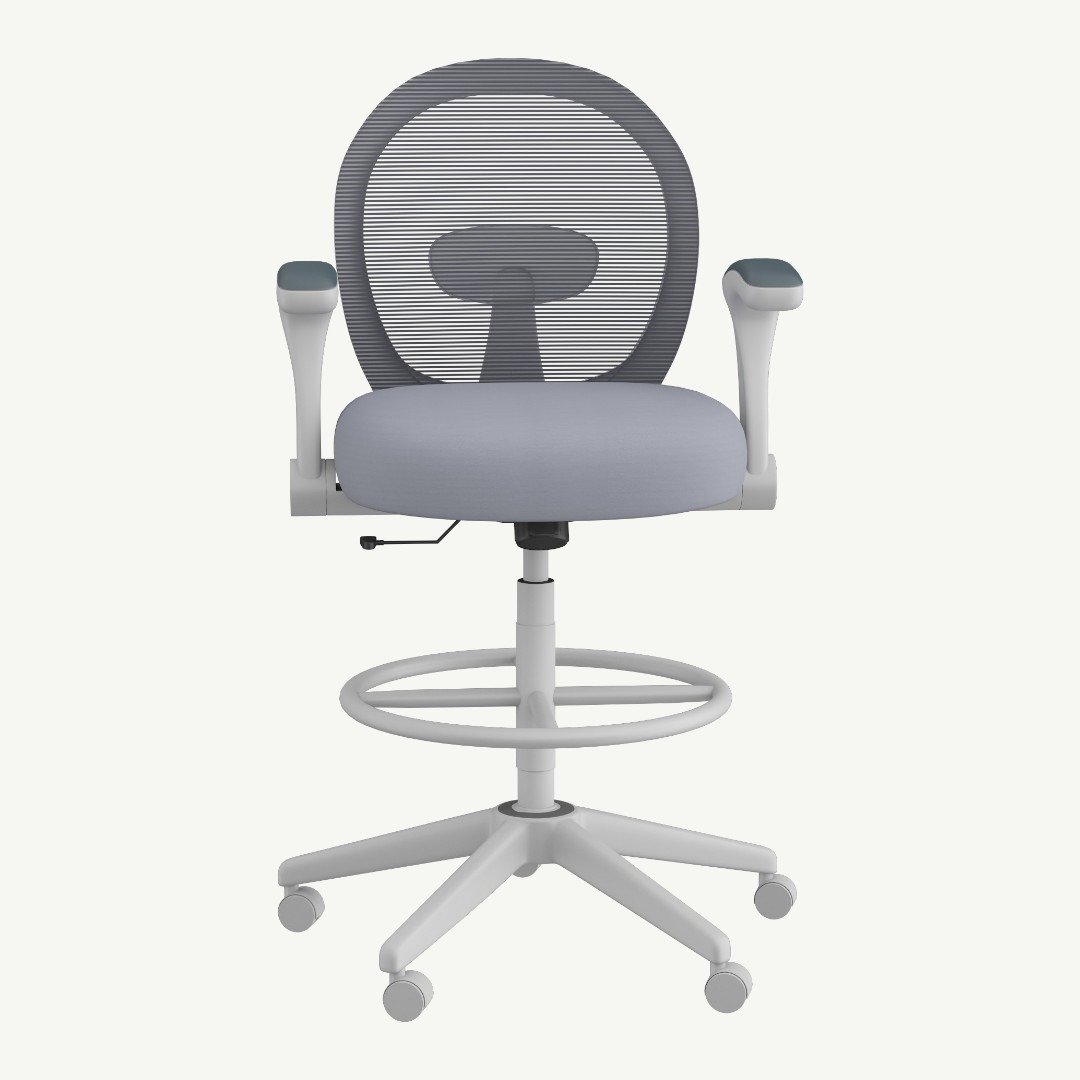 Boss Grey Mesh, Flip Arm, Task Chair, White Frame - Image 2