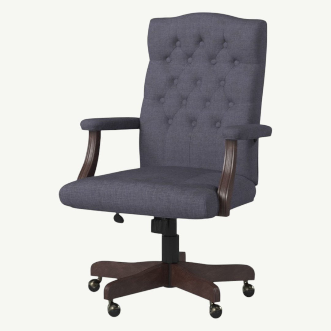 BOSS Executive Slate Grey Commercial Grade Linen Chair With Driftwood Finish Frame