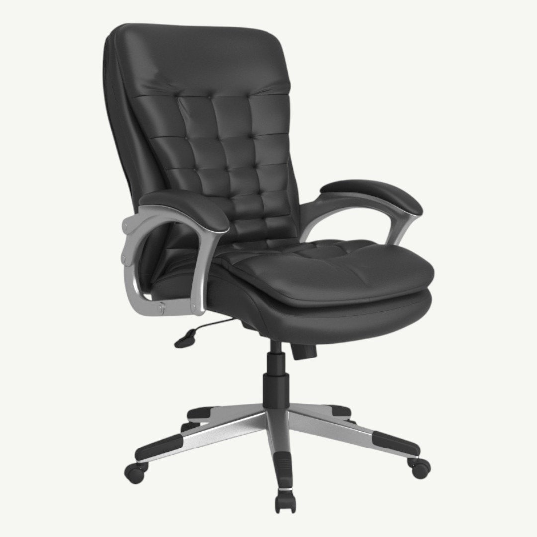 Boss High Back Executive Chair With Pewter Finished Base/Arms