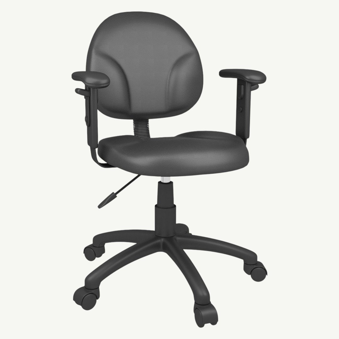 Boss Diamond Task Chair In Black Antimicrobial Vinyl W/ Adjustable Arms