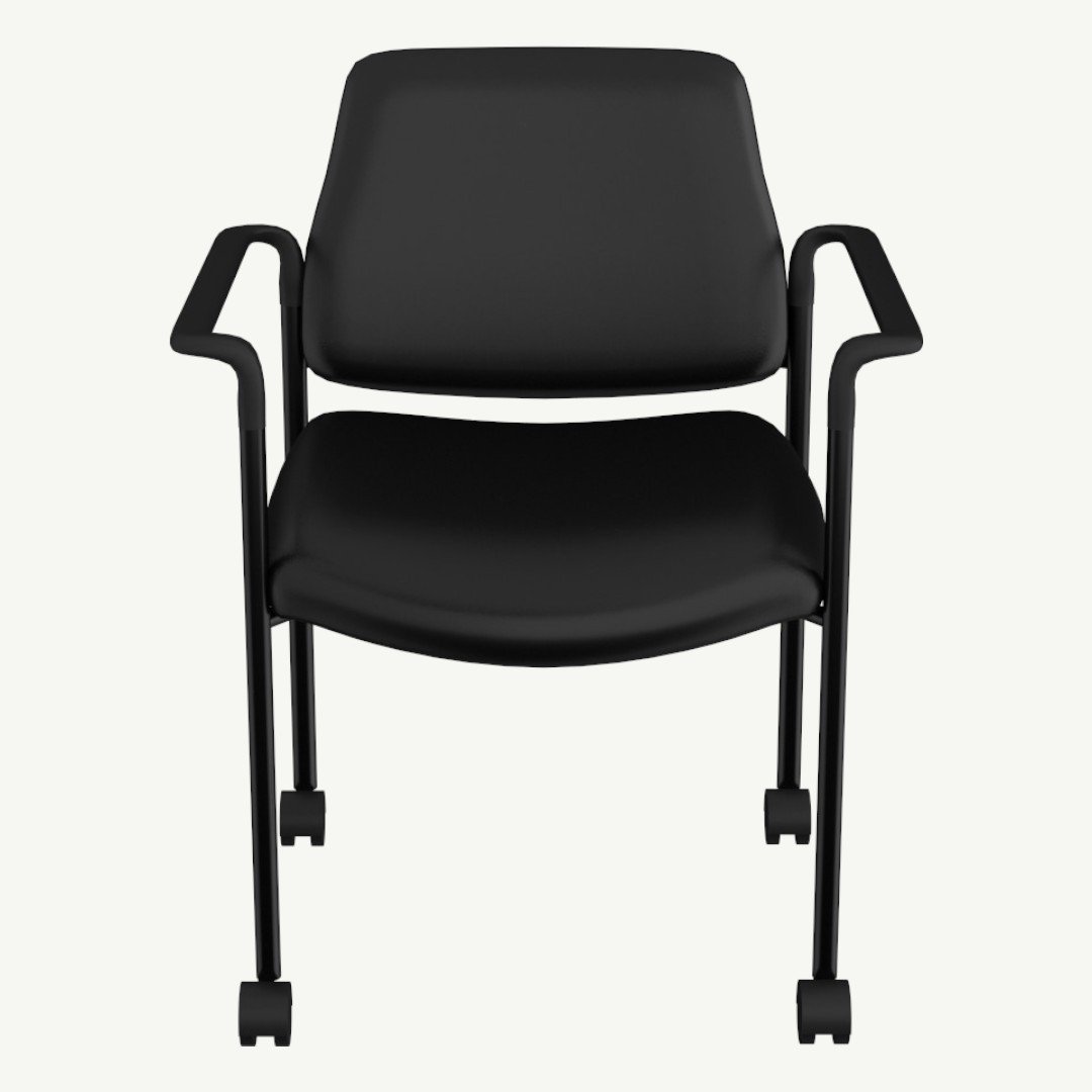 Boss Square Back  Diamond Stacking Chair W/Arm In Black Caressoft - Image 2