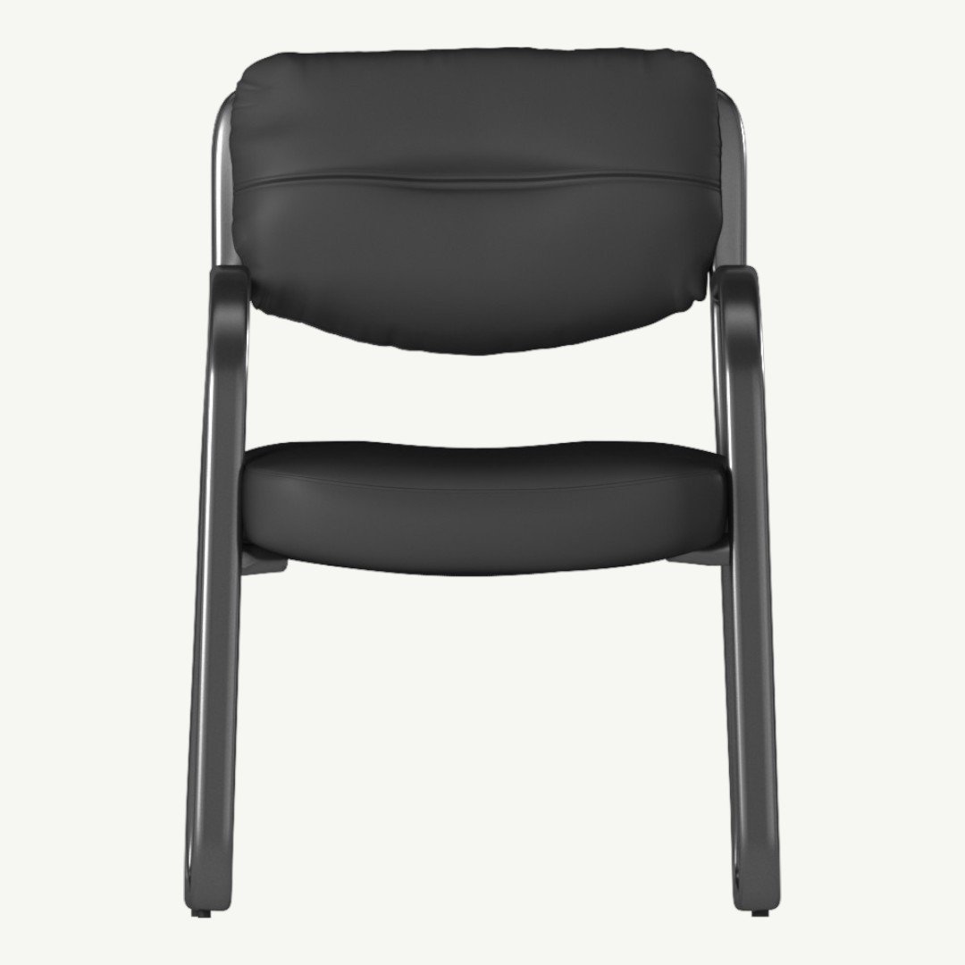 Boss Leather Sled Base Side Chair, Black - Image 2