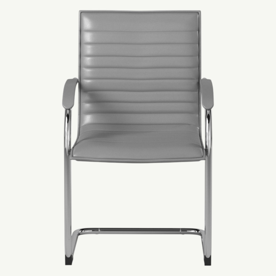 Boss Chrome Frame, Grey Vinyl Side Chair, 2 pack - Image 2
