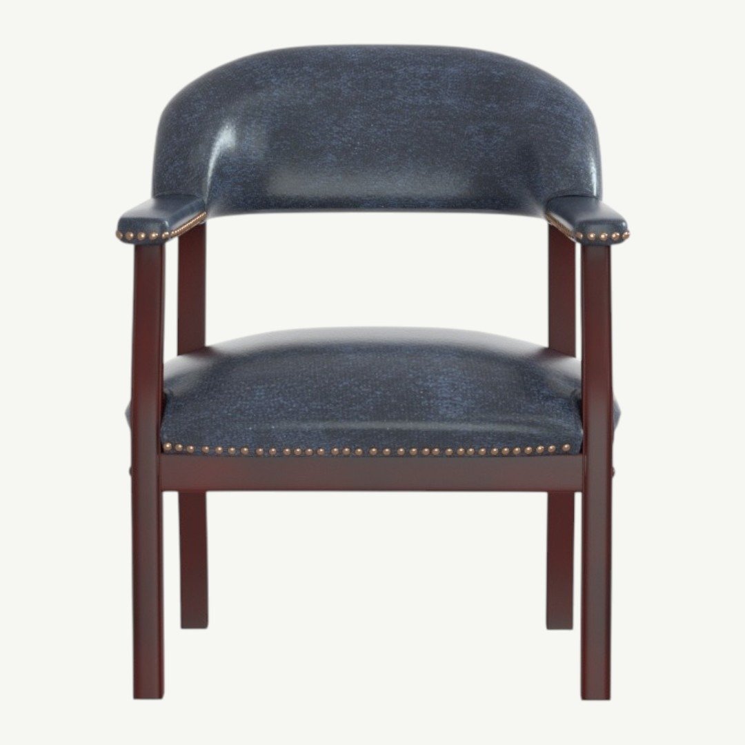 Boss Modern Captain's guest, accent or dining chair in Slate Grade Commercial Grade Linen With Casters