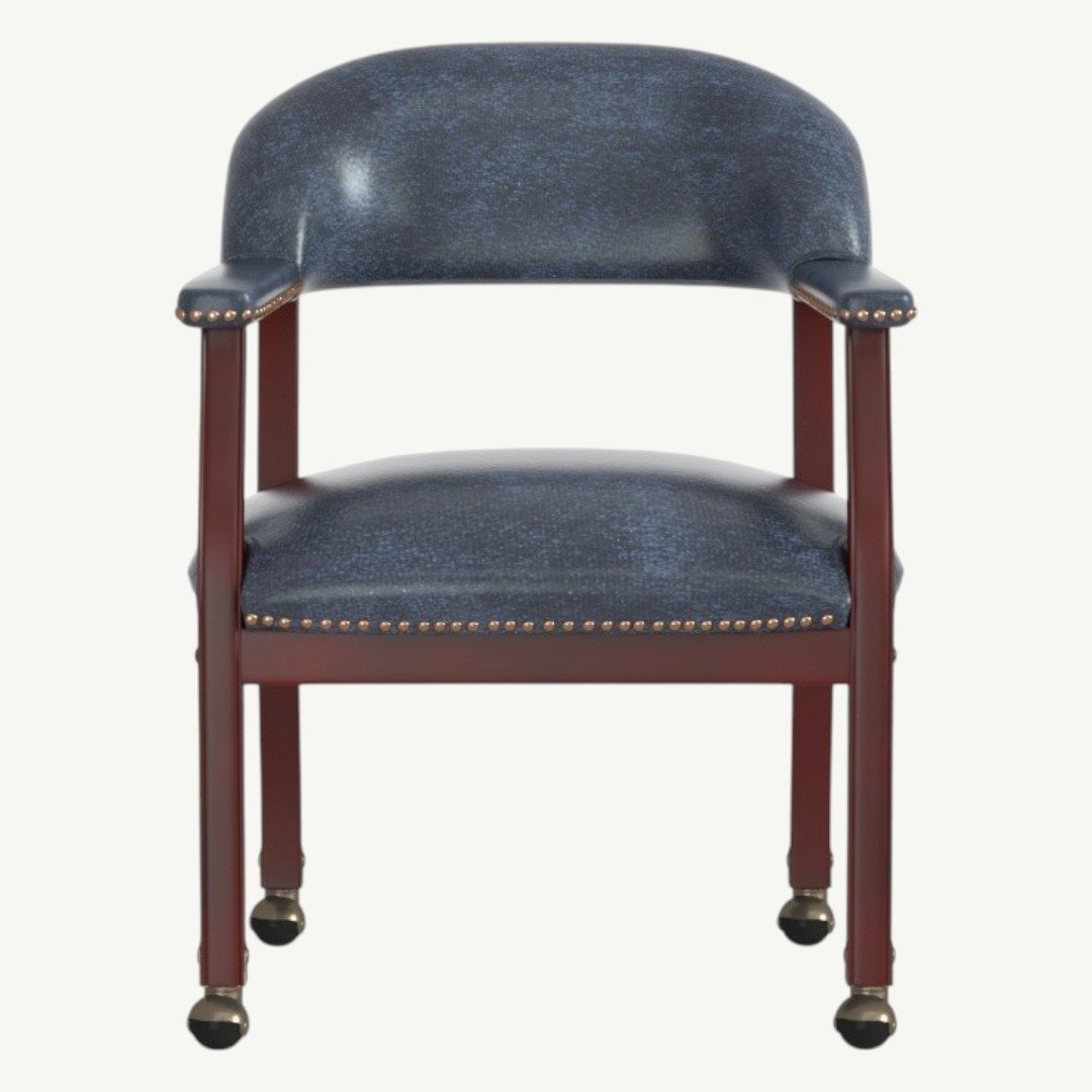 Boss Captain's guest, accent or dining chair in Blue Vinyl W/ Casters