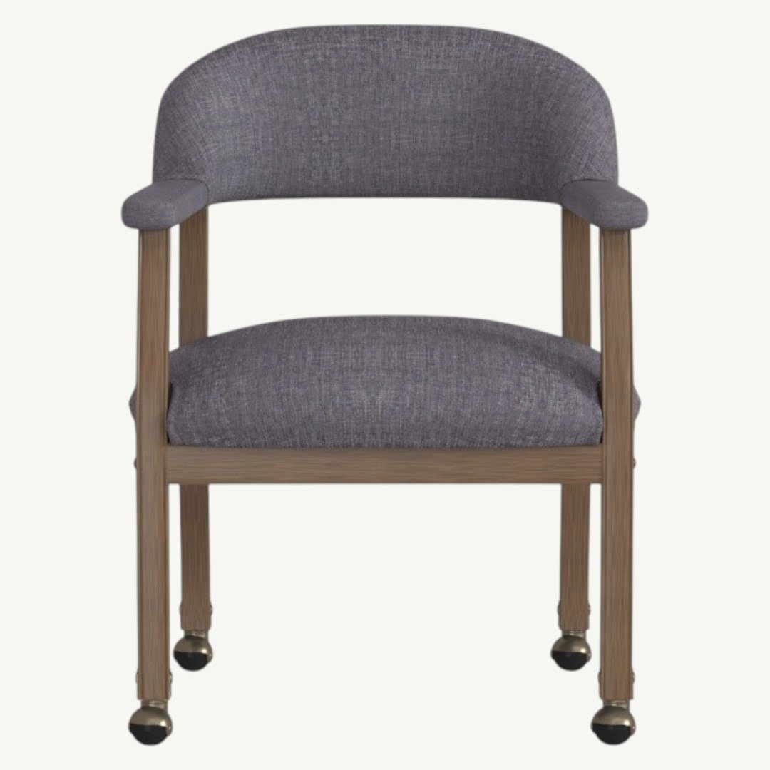 Boss Modern Captain's guest, accent or dining chair in Slate Grade Commercial Grade Linen With Casters