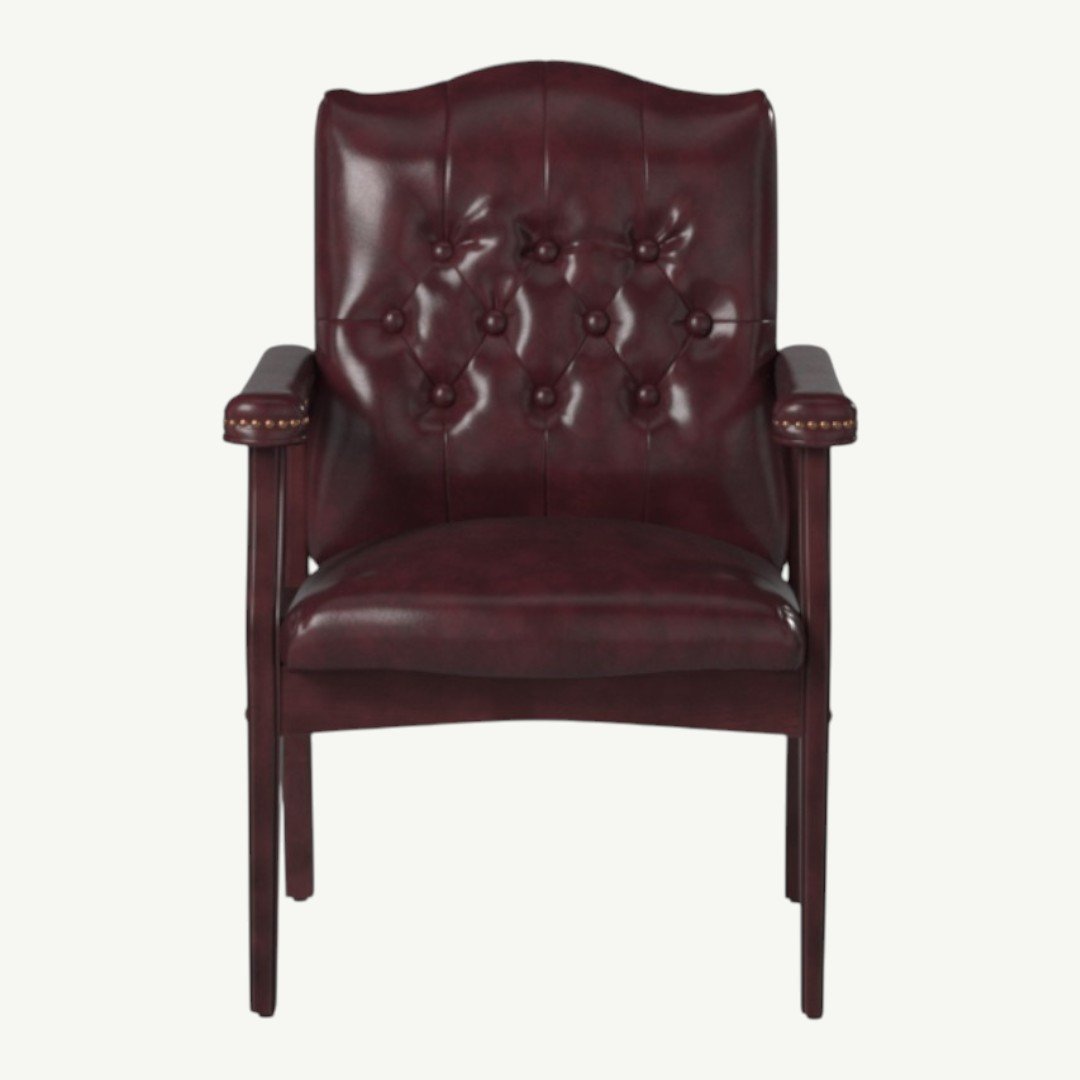 Boss Traditional Oxblood Vinyl guest, accent or dining chair W/ Mahogany Finish - Image 2