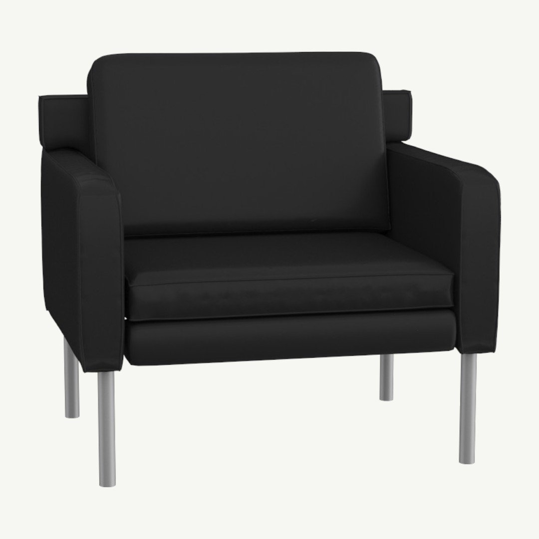 Boss Leather Sled Base Side Chair, Grey