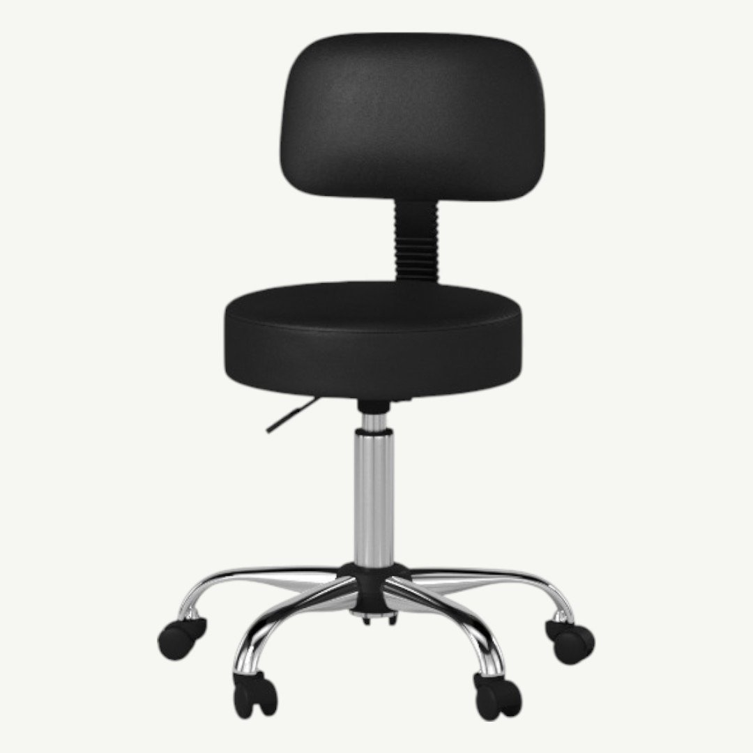 Boss Black Antimicrobial Vinyl Medical Stool W/ Back Cushion - Image 2