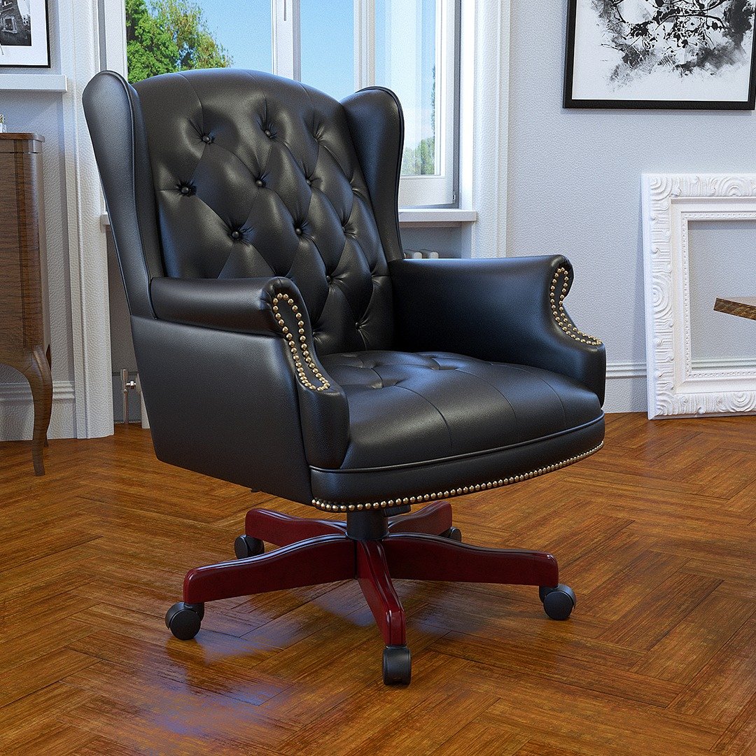 Boss Wingback Traditional Guest Chair In Black