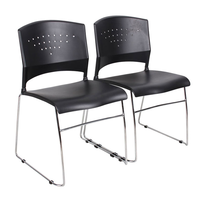 Boss Black Stack Chair With Chrome Frame (set of 5) - Image 3