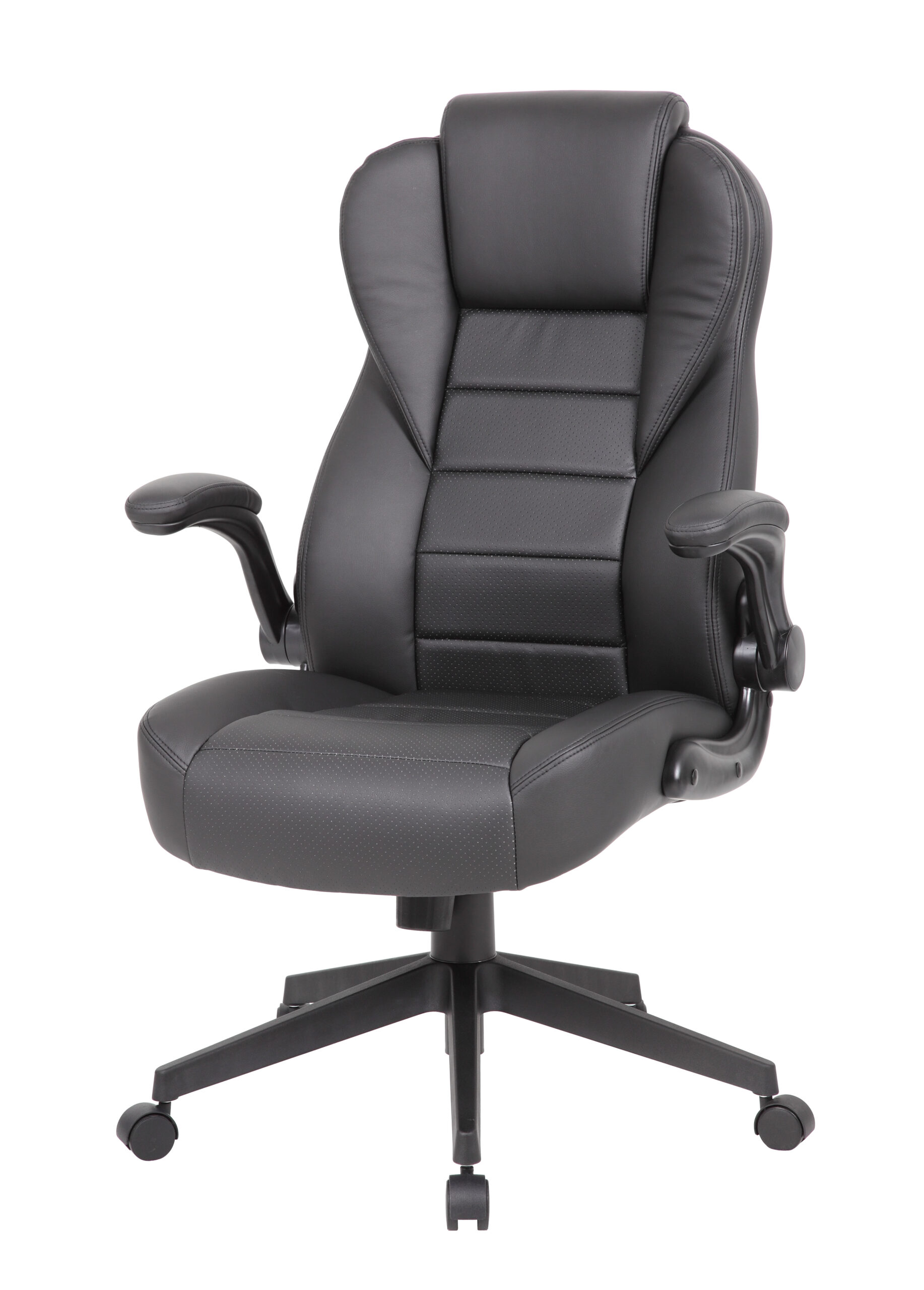 Boss Executive High Back Caressoftplus Vinyl Flip Arm Chair - Image 7