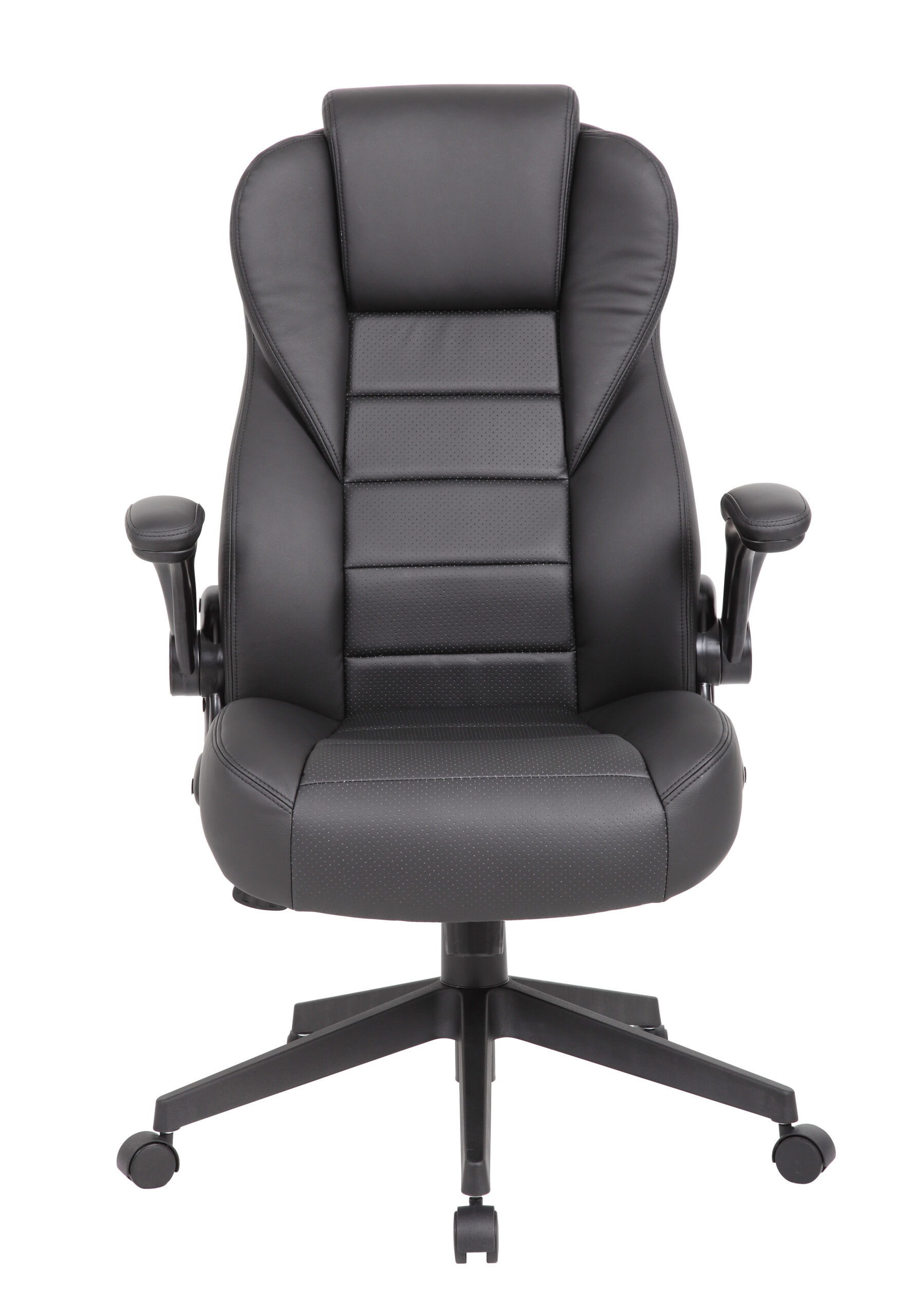 Boss Executive High Back Caressoftplus Vinyl Flip Arm Chair - Image 3